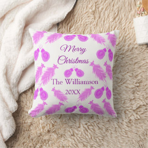 Pinky christmas retro add name text year bells tre cushion