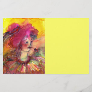 PINKY CLOWN , fuchsia pink yellow white Stationery