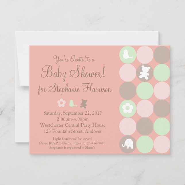 Pinky Dots Baby Shower Invitation (Front)