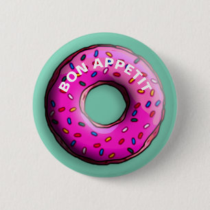 Pinky Doughnut with colourful sprinkles + your 6 Cm Round Badge
