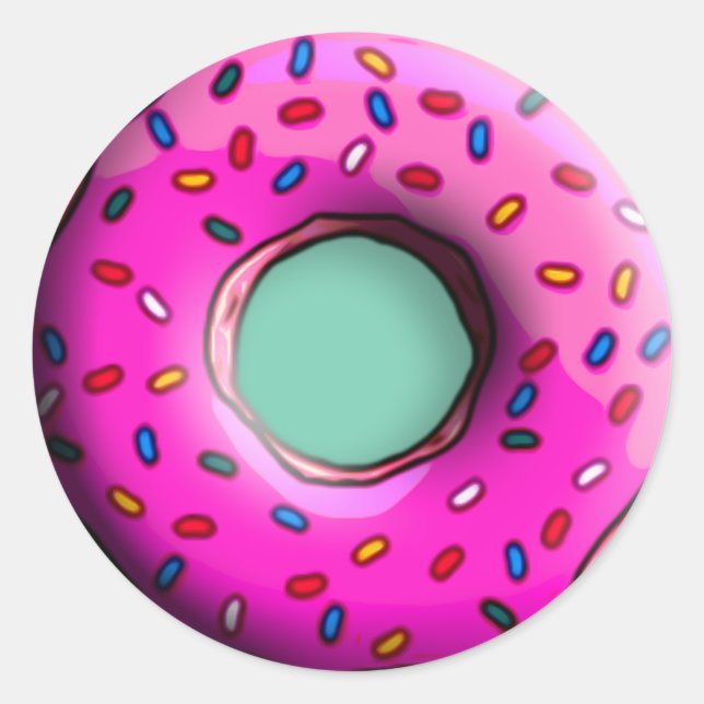 Pinky Doughnut with colourful sprinkles + your ide Classic Round Sticker (Front)