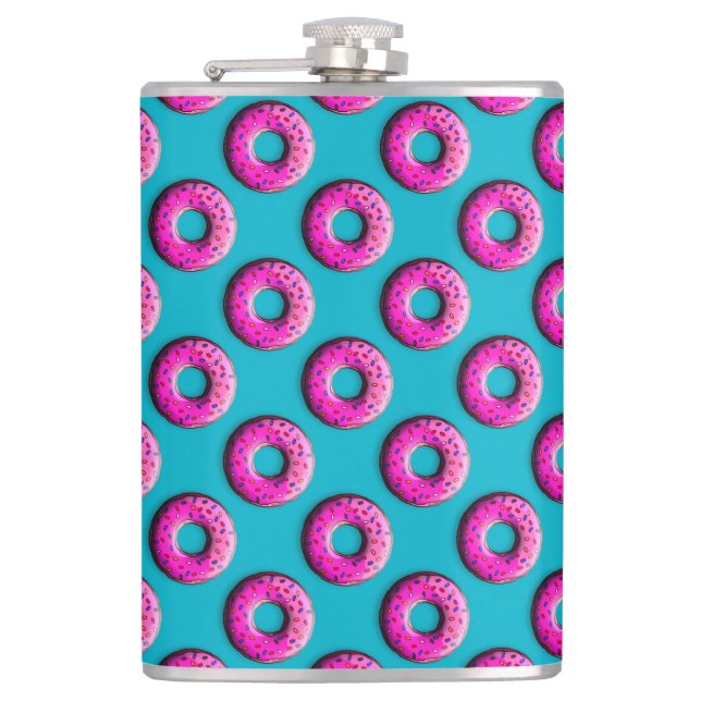 Pinky Doughnut with colourful sprinkles + your ide Hip Flask (Front)