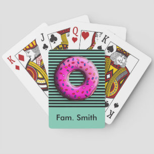 Pinky Doughnut with colourful sprinkles + your ide Playing Cards