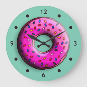 Pinky Doughnut with colourful sprinkles + your Large Clock