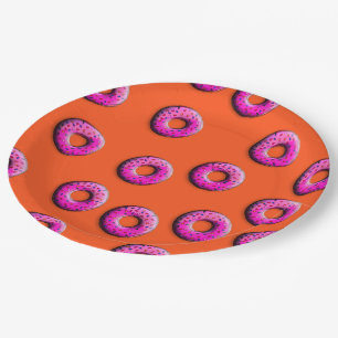 Pinky Doughnuts seamless pattern + your ideas Paper Plate