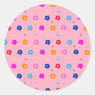 Pinky Flower Power Classic Round Sticker