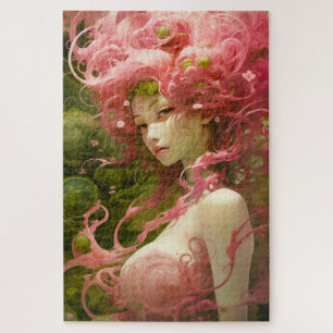Pinky Girl in Green World Jigsaw Puzzle
