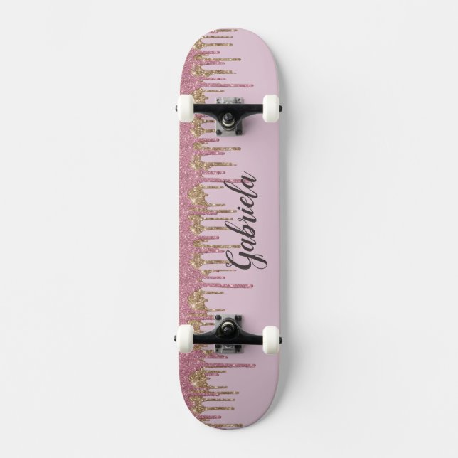 Pinky Glitter Skateboard (Front)