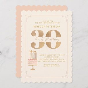 Pinky Gold 30TH Birthday Cake Party Invitation
