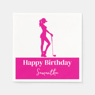 Pinky Golf Girl Birthday Monogram Napkin