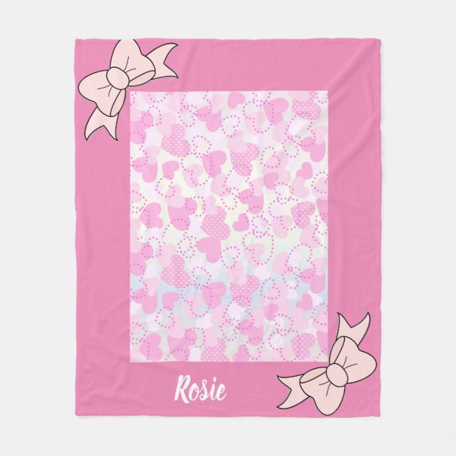 Pinky Hearts Fleece Blanket (Front)