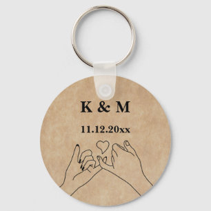 Pinky Promise Custom Couple Monogram and Date Key Ring