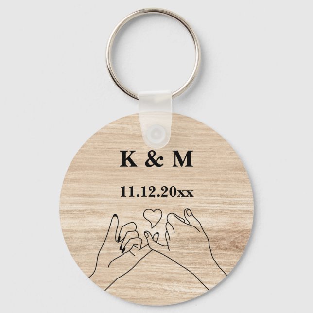 Pinky Promise Custom Couple Monogram and Date Keyc Key Ring (Front)