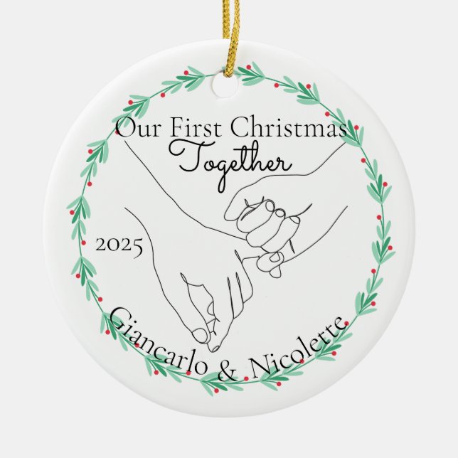 Pinky Promise First Christmas Together Ceramic Tree Decoration (Front)