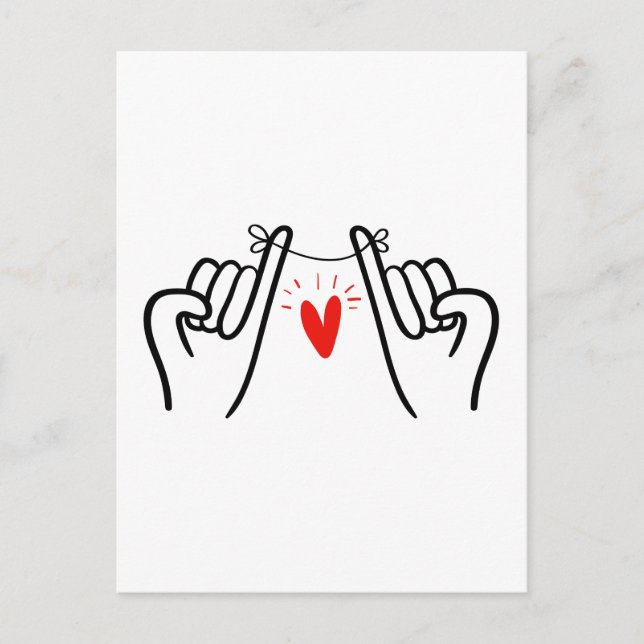Pinky promise hand print, Couple art print Postcard (Front)