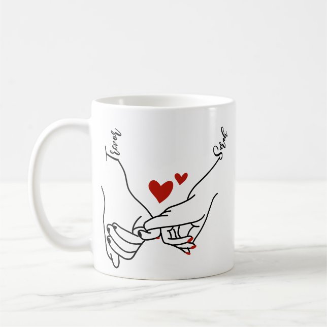 Pinky Promise Holding Hands Lovers Gift Coffee Mug (Left)