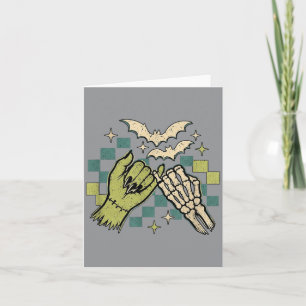 Pinky Promise Skeleton Bat Spooky Season Halloween Card