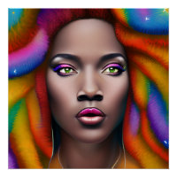 Pinky Queen Rainbow Cute Hair Black Melanin Afro