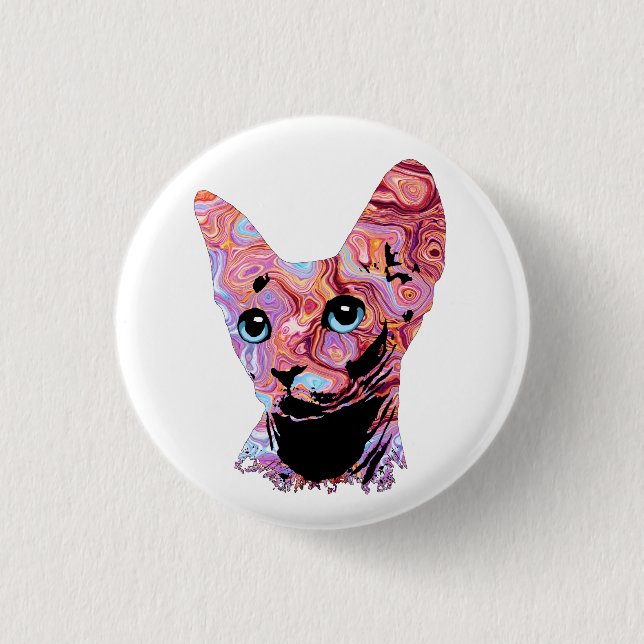 Pinky Sphynx Cat 683 3 Cm Round Badge (Front)