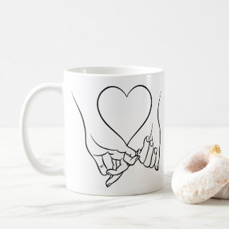 Pinky Swear & Heart Line Art Design Coffee Mug