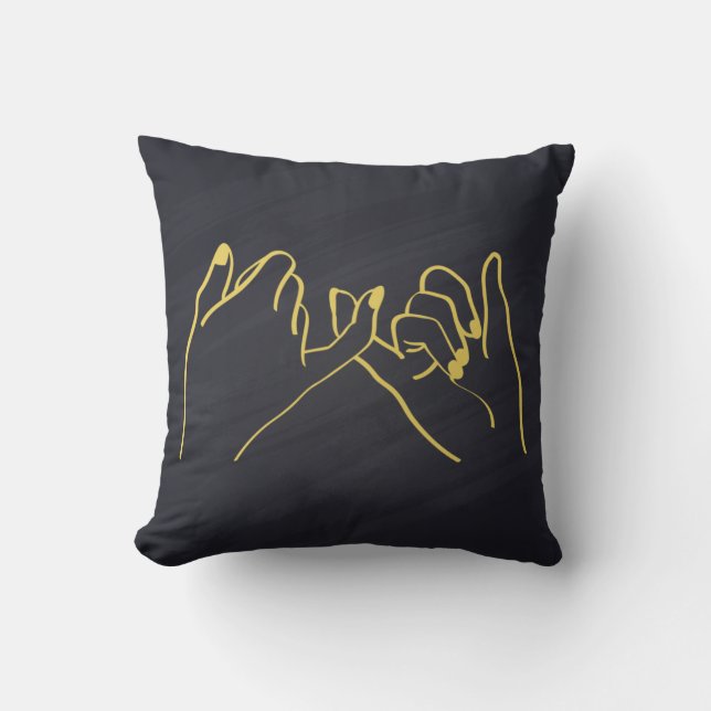 Pinky swear line art print, Hands line art Cushion (Front)