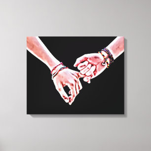 Pinky Swear Lovers hands Digital painting Canvas Print