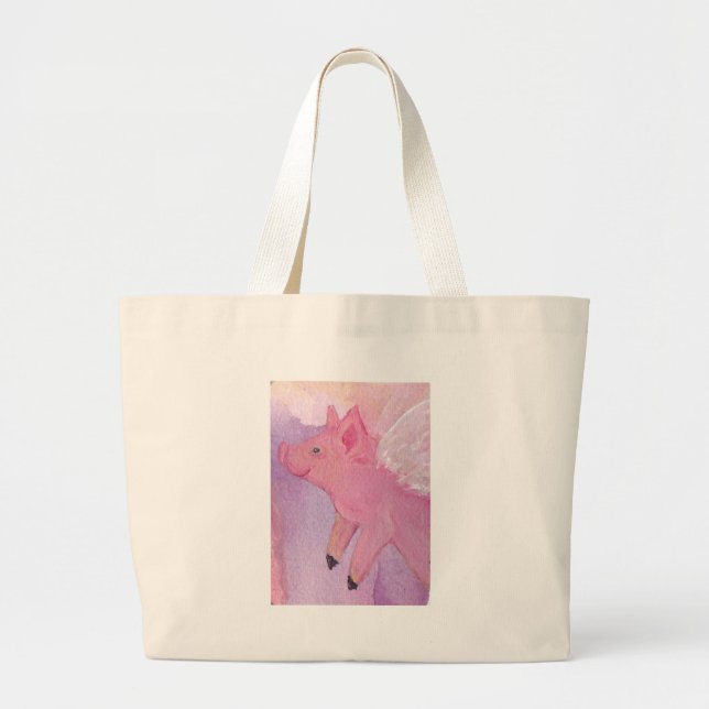 Pinky the Flying Pig Large Tote Bag (Front)