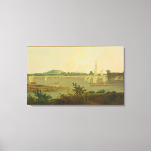 Pinnace Sailing Down the Ganges past Monghyr Fort, Canvas Print