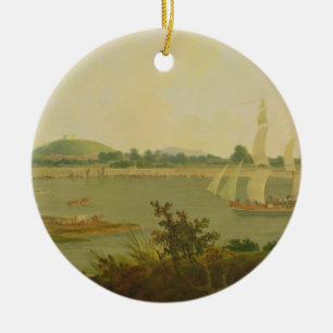 Pinnace Sailing Down the Ganges past Monghyr Fort, Ceramic Tree Decoration