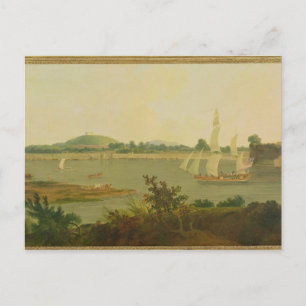 Pinnace Sailing Down the Ganges past Monghyr Fort, Postcard
