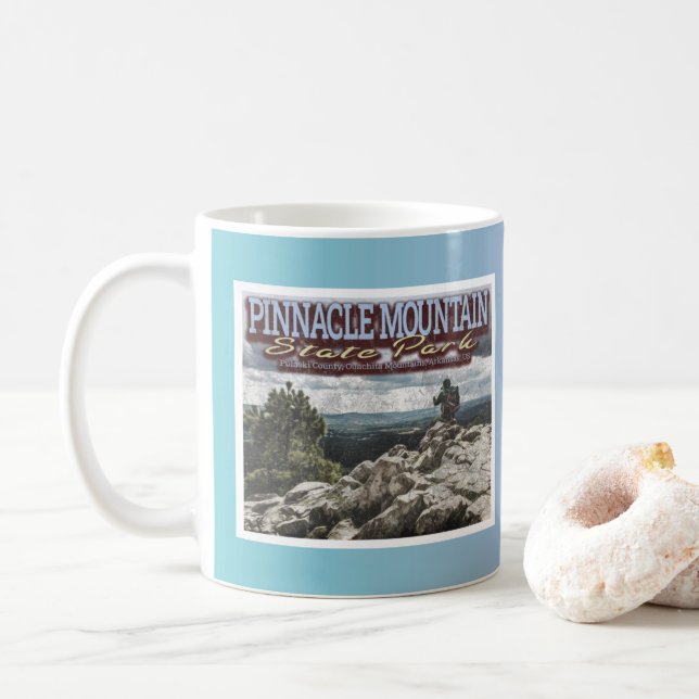 PINNACLE MOUNTAIN - QUACHITA MOUNTAINS - ARKANSAS COFFEE MUG (With Donut)