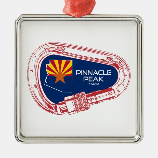 Pinnacle Peak Arizona Rock Climbing Carabiner Metal Tree Decoration (Front)