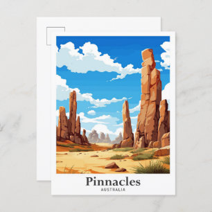 Pinnacles Australia Travel Potrait Illustration Postcard