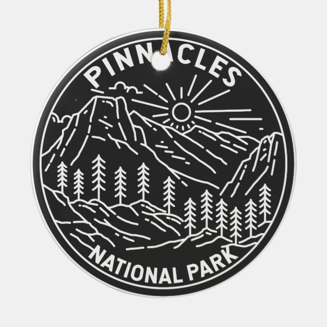 Pinnacles National Park California Monoline  Ceramic Tree Decoration (Front)