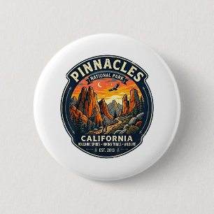 Pinnacles national park california retro hiking 6 cm round badge