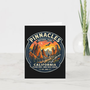Pinnacles national park california retro hiking card