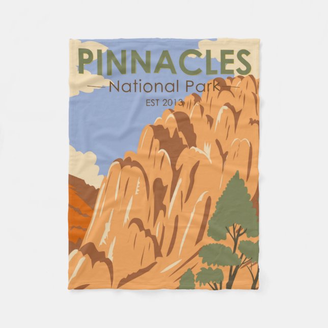 Pinnacles National Park California Vintage Fleece Blanket (Front)