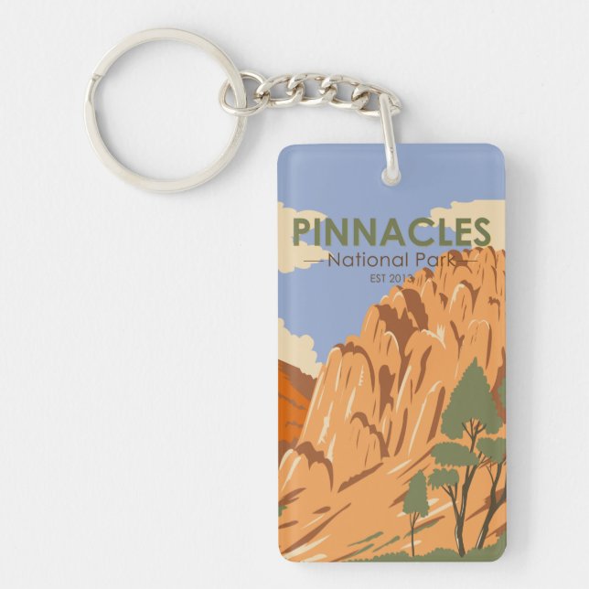 Pinnacles National Park California Vintage Key Ring (Front)