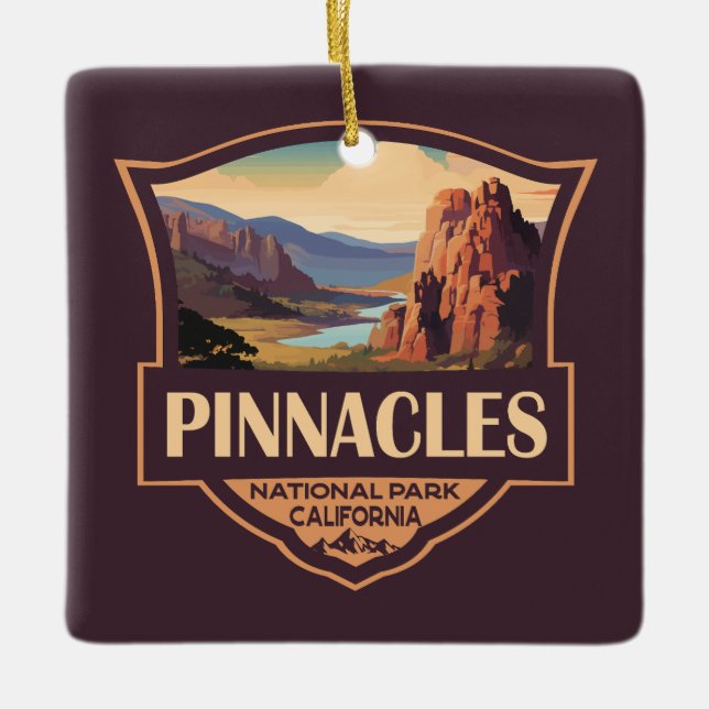 Pinnacles National Park Illustration Travel Art Ceramic Ornament (Front)