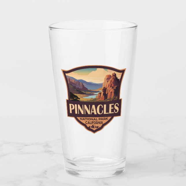 Pinnacles National Park Illustration Travel Art Glass (Front)
