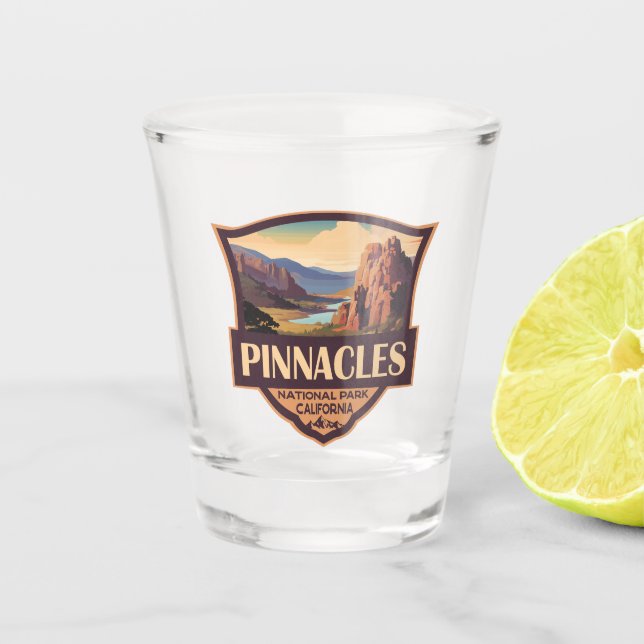 Pinnacles National Park Illustration Travel Art Shot Glass (Front)