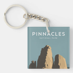 Pinnacles National Park Minimalist Travel Art Key Ring