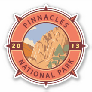 Pinnacles National Park Retro Compass Emblem