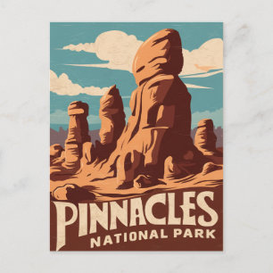 Pinnacles National Park Retro Travel Art Holiday Postcard