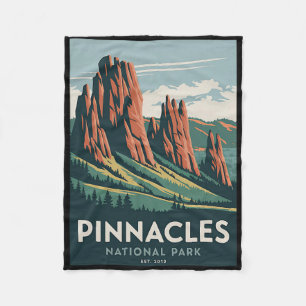 Pinnacles National Park Vintage Camping Hiking Men Fleece Blanket