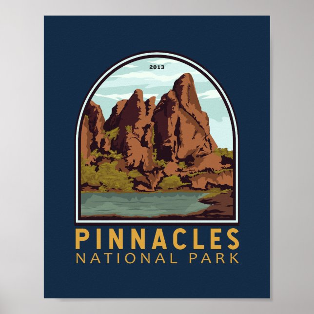 Pinnacles National Park Vintage Emblem Poster (Front)
