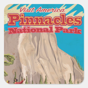 Pinnacles National Park vintage Travel Poster. Square Sticker