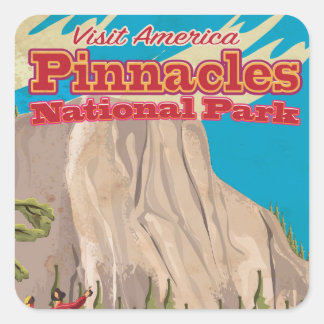 Pinnacles National Park vintage Travel Poster. Square Sticker