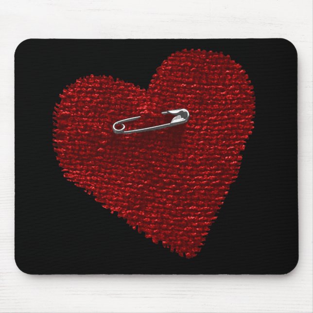 Pinned On Heart Mouse Mat (Front)
