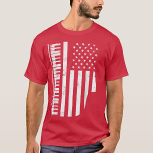 Pinno Keyboard USA Flag Funny Musician Music Playe T-Shirt